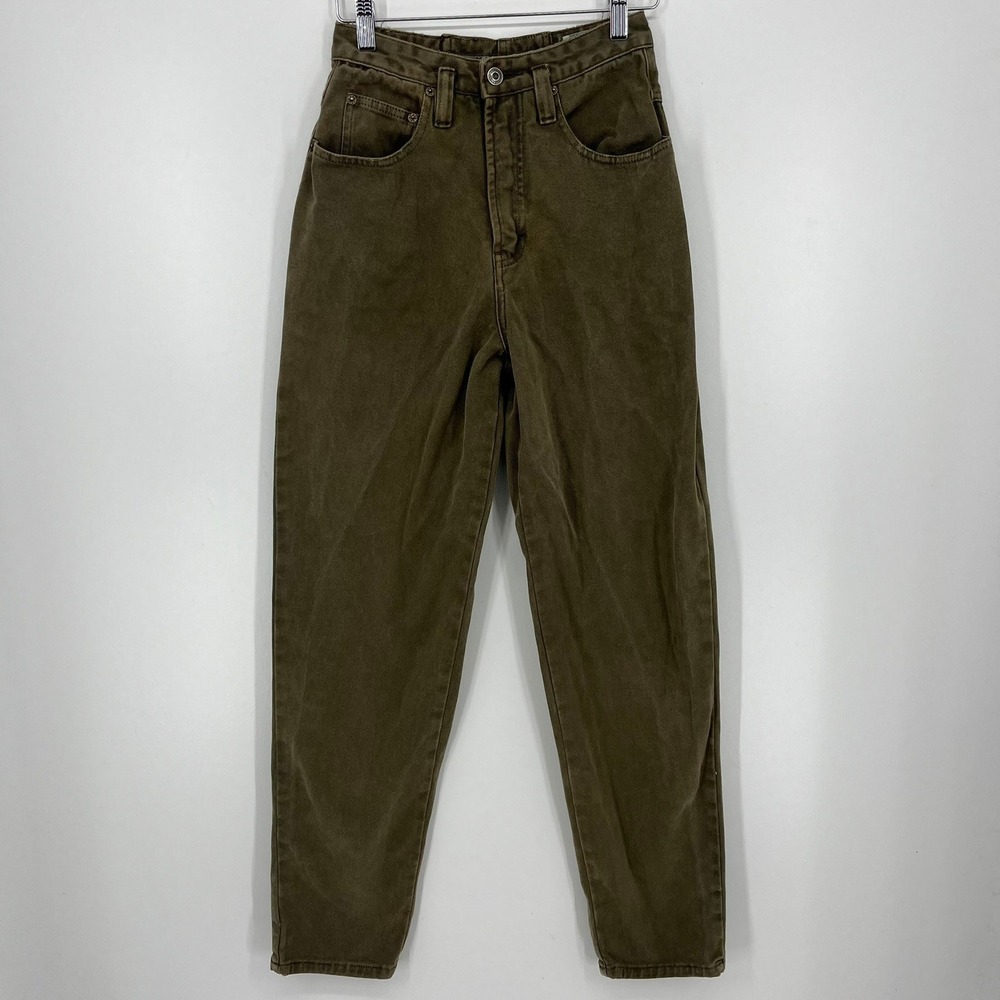 Unionbay Vintage High Waisted Tapered Leg Jeans Olive Brown Cotton Size 5/6